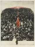 Andrzej Pietsch, Podróżni, 1968, 1968, akwaforta, akwatinta barwna, papier, 57