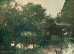 Jerzy Duda-Gracz, Roztocze. Wieś Zabucze. Powrót Jaśnie Pani, 1995, 1995, olej, płyta