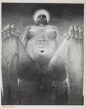 Bez tytułu by Zdzisław Beksiński, fotografia czarno-biała (vintage print), papier barytowy, sold Oct 2023