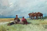 Adam Setkowicz, Kozacy na stepie, olej, płótno, 40