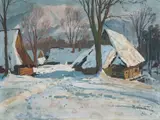 Michał Stańko, Pejzaż tatrzański, 1961 r., 1961, olej, tektura