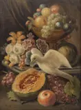 Leopold von Stoll, Martwa natura z gołębiem, 1874 r., 1874, olej, płótno dublowane