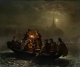 Louis Toussaint, Na łodzi, olej, płótno