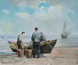 Henryk Baranowski, Rybacy, olej, płótno