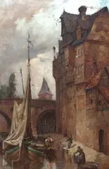 Reinhold Werner, Port we Frankfurcie nad Menem, 1896, 1896, olej, płótno