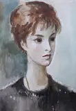 Jan Marcin Szancer, Portret kobiety, akwarela, papier