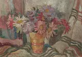 Irena Nowakowska-Acedańska, Astry w wazonie, 1949, 1949, olej, tektura