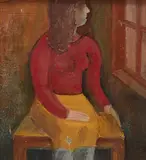 Ryszard Stryjec, Kobieta przy oknie, olej, płyta, 11