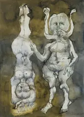 Jan Lebensztejn, Apollo i Marsjasz, akwarela, tusz pióro