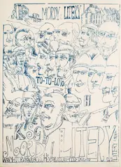Mordy i litery, 1976 by Edward Dwurnik, 1976, litografia, papier, sold Aug 2023