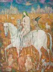 Harpia, 1985 by Ryszard Stryjec, 1985, olej, płótno, sold Aug 2023