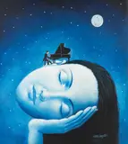 Rafał Olbiński, Moonligt Sonata, olej, akryl, płótno