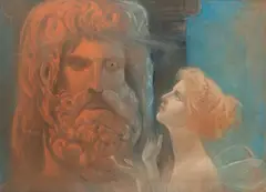 Michał Ichnowski, Sylfida przed Jowiszem, pastel, papier