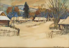 Stephan Filipkiewicz, Pejzaż z Podhala, akwarela, papier