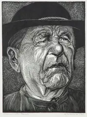 Paweł Steller, Baca - z teki Typy polskie, 1936 r., 1936, drzeworyt, papier, 35