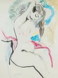 Ludwig Klimek, Modelka, pastel, papier