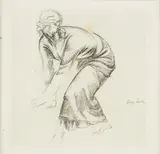 Eugeniusz Zak, Pochylona kobieta, Z La porte Lourde, Paris 1929 r., miękki werniks, papier