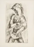 Eugeniusz Zak, Młodzieniec z kwiatkiem, miękki werniks, papier
