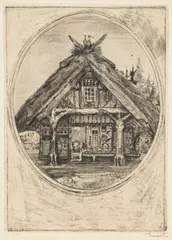 Chata by Konstanty Brandel, akwaforta, papier, sold Sep 2023