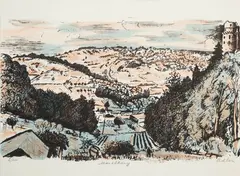 Michel Adlen, Monthierry, litografia barwna, papier, 46