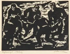 Jan Stańda, Hokej, drzeworyt, papier