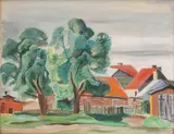 Maria Ewa Łunkiewicz-Rogoyska, Pejzaż z Rewy, 1935 r., 1935, olej, gwasz, tektura