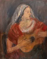 Joachim Weingart, Dziewczyna z gitarą, olej, płótno