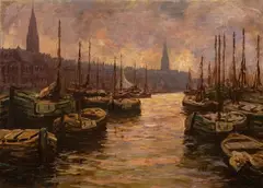 Port by Josef Dederichs, olej, płótno, 80, sold Aug 2023