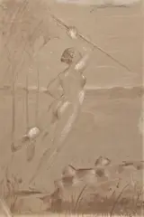 Jacek Malczewski, Nimfa, pastel, tusz, papier naklejony na tekturę, 37