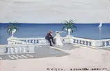 Riviera by Bronisława Rychter-Janowska, gwasz, papier, sold Aug 2023