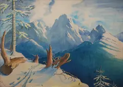 Bronisław Kłosowski, Tatry zimą, 1944, 1944, akwarela, papier