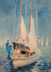 Alfred Terlecki, Jastarnia, 1952, 1952, akwarela, ołówek, papier, 39
