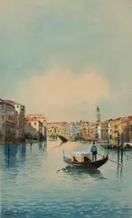 Andrea Biondetti, Most Rialto, akwarela, papier