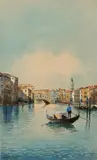 Andrea Biondetti, Most Rialto, akwarela, papier