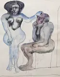 Jan Lebensztejn, Bez tytułu, akwarela, tusz, papier