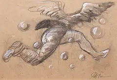 Mieczysław Górowski, Bez tytułu, 1990, 1990, węgiel, kreda, tektura