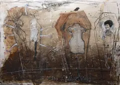 Henryk Cześnik, Pogrzeb krawcowej, 2011, 2011, technika mieszana, papier, 68