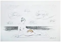 Rafał Olbiński, What`s new pussycat, 2023, 2023, ołówek, kredka, papier