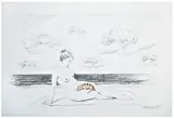 Rafał Olbiński, What`s new pussycat, 2023, 2023, ołówek, kredka, papier