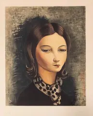 Moïse Kisling, Brunetka, akwaforta, akwatinta barwna, papier, 42