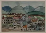 Miasto by Nikifor Krynicki, akwarela, papier, 15, sold Jun 2023