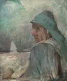 Rybak by Marian Mokwa, olej, płótno, 60, sold Jun 2023