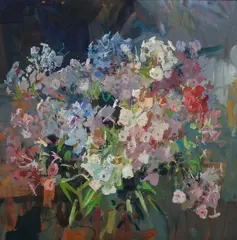 Antoni Suchanek, Martwa natura, olej, płyta, 60