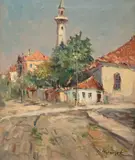 Pejzaż z Warny by Eugeniusz Dzierżencki, olej, płótno, sold Jun 2023