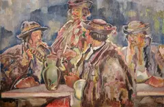 Kazimierz Sichulski, Huculi (Biesiada huculska), ok. 1925 r., 1925, olej, płótno