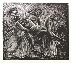 Stefan Mrozewski, Złożenie do grobu, 1929, 1929, drzeworyt, papier, 14