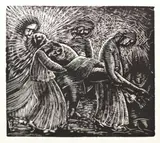 Stefan Mrozewski, Złożenie do grobu, 1929, 1929, drzeworyt, papier, 14