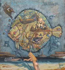 Andrzej Lipniewski, Riba Vitalna 80', 2014, 2014, akryl, deska