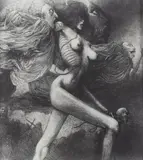 Bez tytułu by Zdzisław Beksiński, fotografia czarno-biała (vintage print), papier barytowy, sold May 2023
