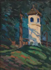 Jakub Glasner, Kapliczka, olej, tektura